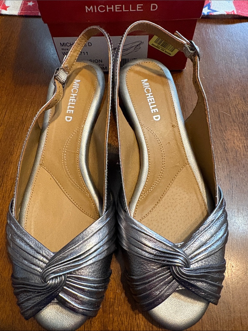 Michelle D Silver Knotted Slingback Sandals